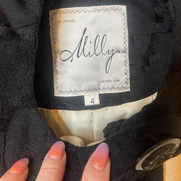 Milly Cream Vintage Style Basketweave Peacoat - Picture 14 of 15